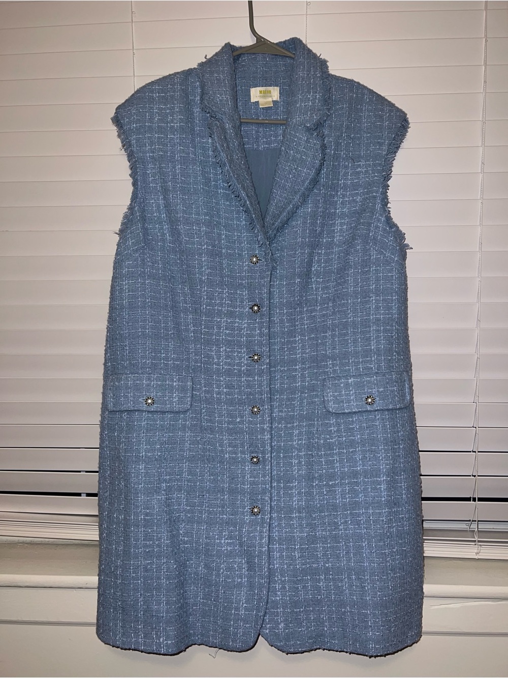 Maeve Sleeveless Tweed Midi Dress - Light Blue